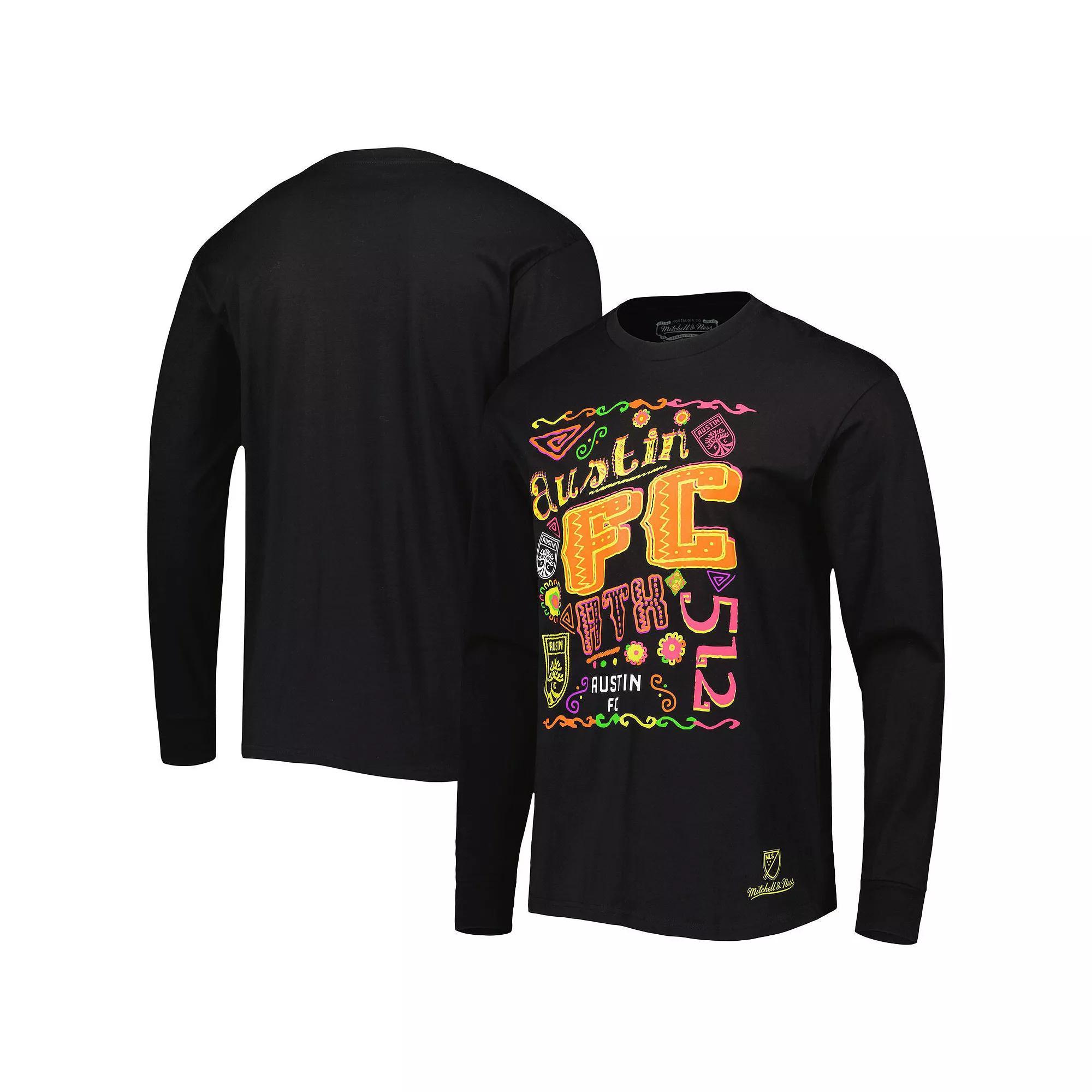 Men's Mitchell & Ness Black Austin FC Papel Picado Long Sleeve T-Shirt, Size: XL, Afc Black Product Image