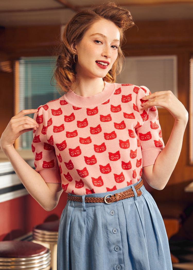 Retro Radiance Puff Shoulder Sweater Product Image