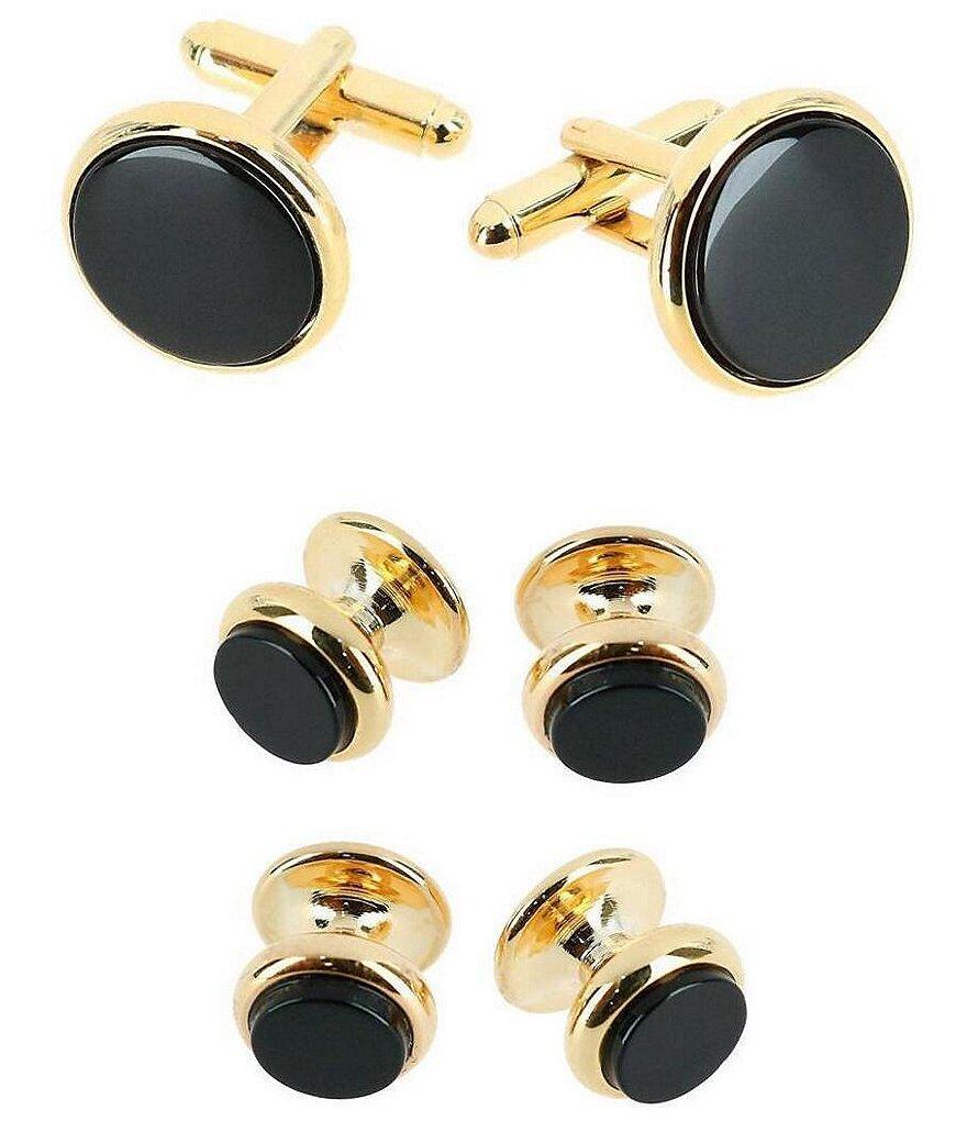 Trafalgar Sutton Round Genuine Onyx Formal Cuffs & Links 6-Piece Set Product Image