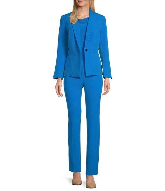 Kasper Petite Size Stretch Crepe One Button Panel Seamed Blazer Product Image