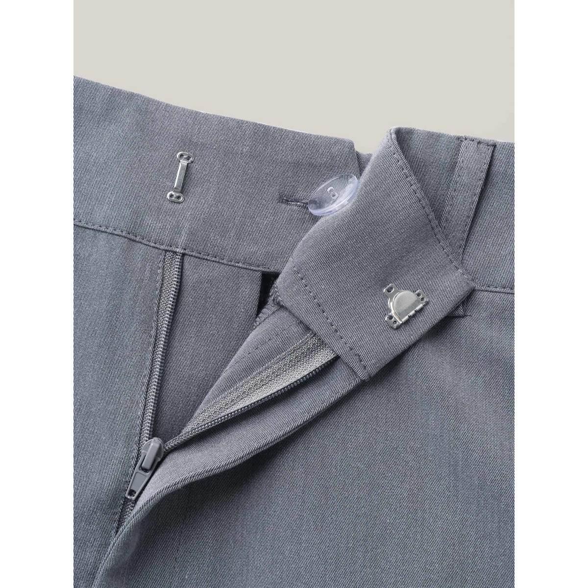 Plus Size Heathered Stretchy Waist Wide-Leg Pants Women DimGray At the Office Wide Leg Mid Rise Work Pants BloomChic 12/L Product Image