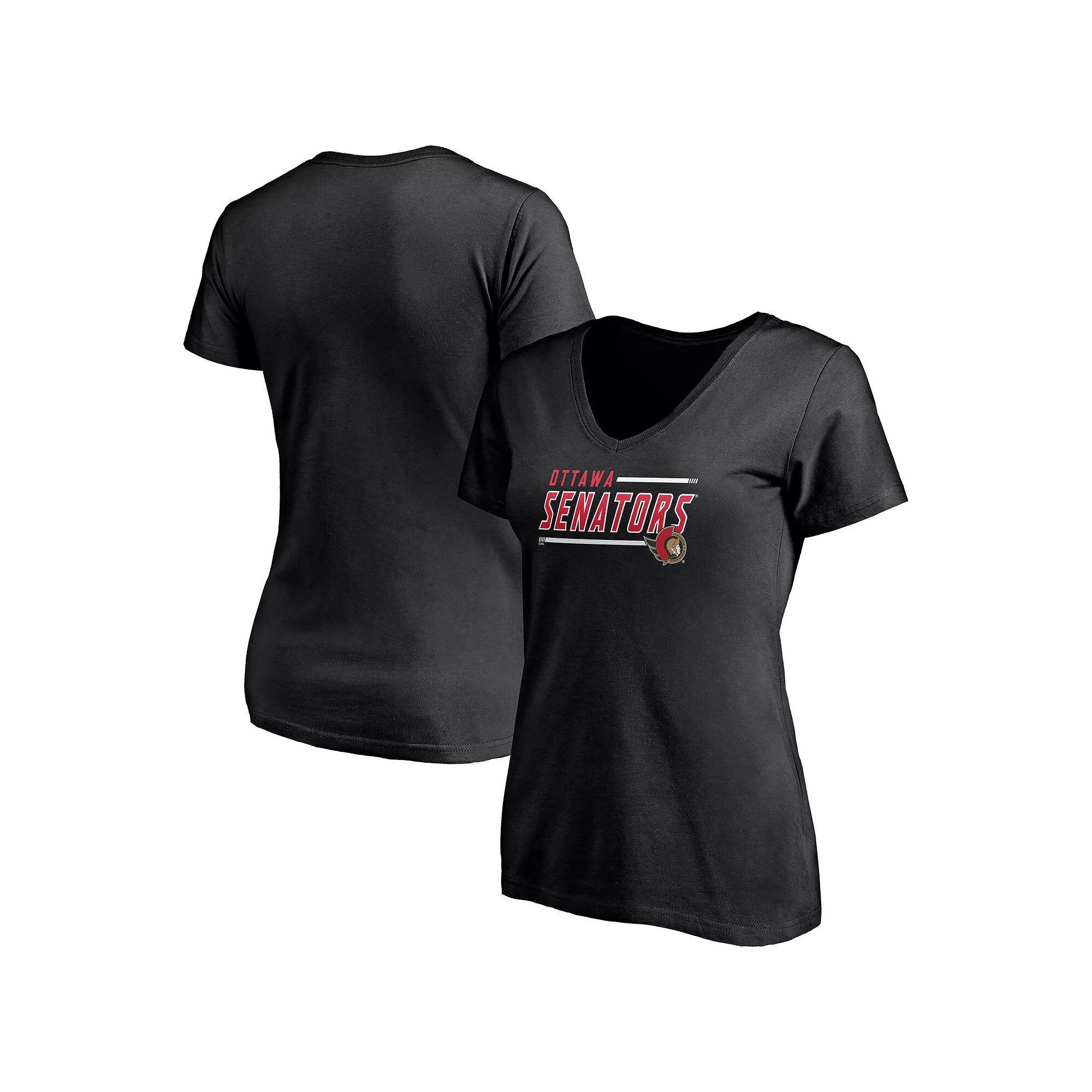 Womens Fanatics Branded Black Ottawa Senators Plus Size Mascot In Bounds V-Neck T-Shirt Product Image