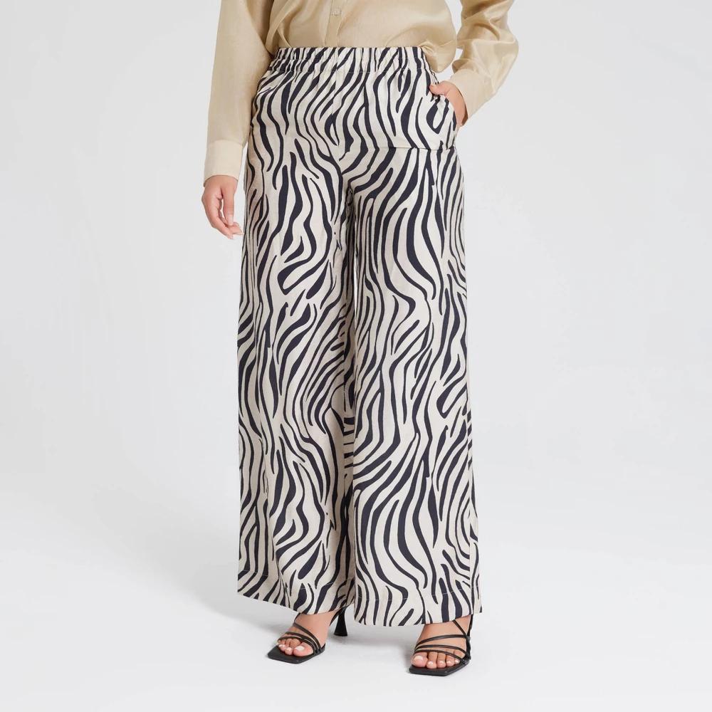 Women's Mid-Rise Wide Leg Pull-On Pants - A New Day™ Product Image