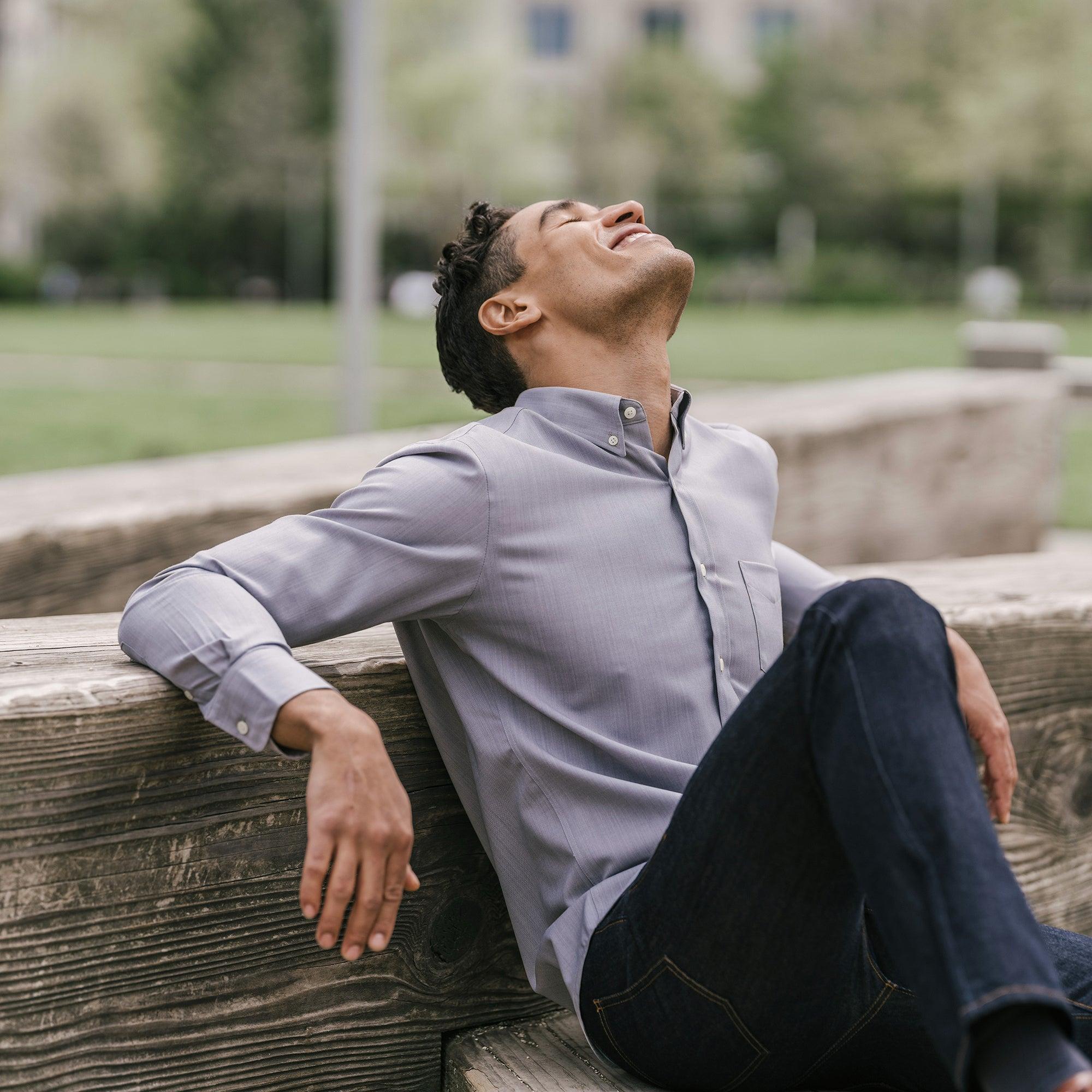 Merino Wool Button-Down Shirt | Tonal Green Plaid Product Image