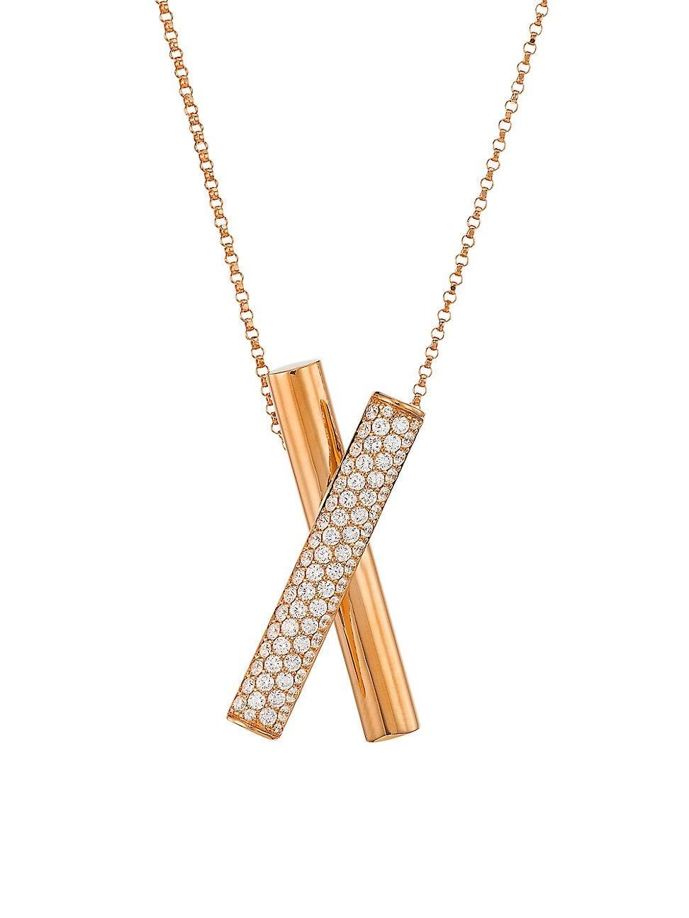 Womens Domino 18K Rose Gold & 0.8 TCW Diamond X Pendant Necklace Product Image