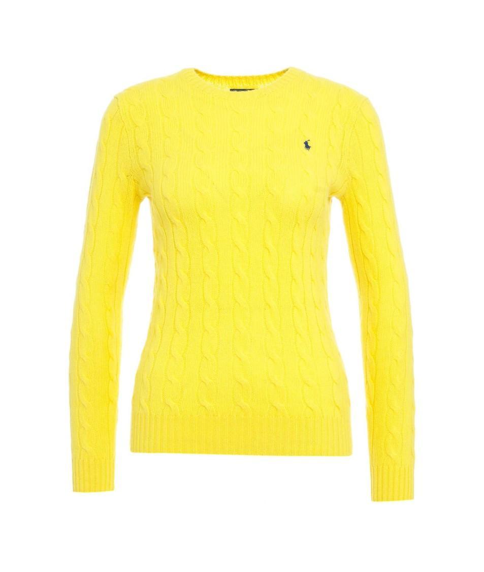 POLO RALPH LAUREN Cable Knit Cotton Sweater In Yellow Product Image