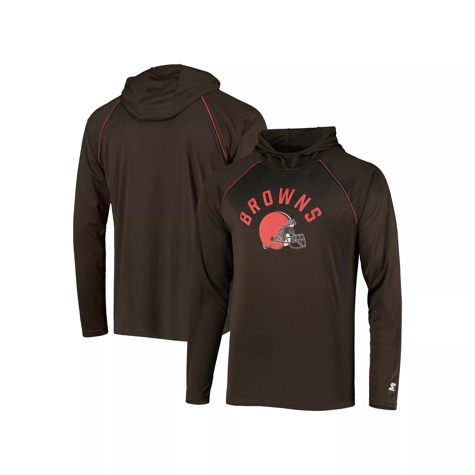 Men's Starter Brown Cleveland Browns Raglan Long Sleeve Hoodie T-Shirt,  Product Image