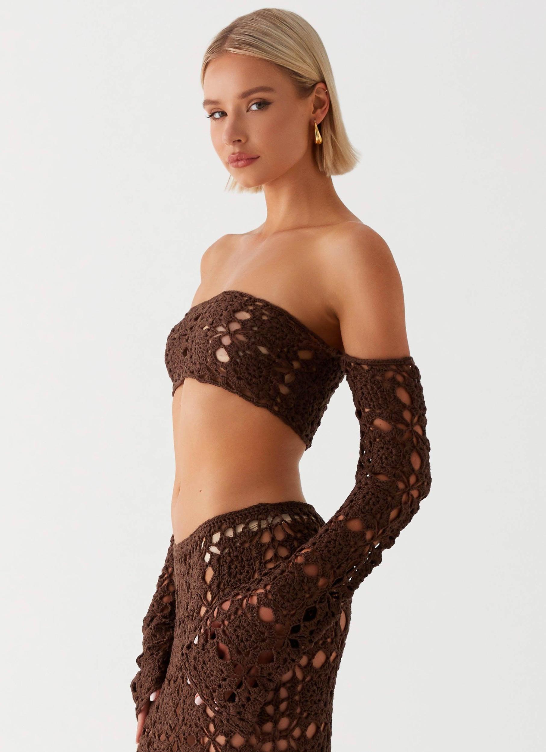 Sorrentino Crochet Long Sleeve Top - Chocolate Product Image