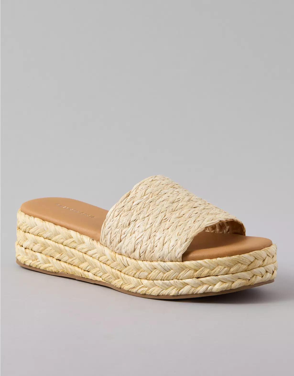 AE Raffia Espadrille Flatform Slide Sandal Product Image