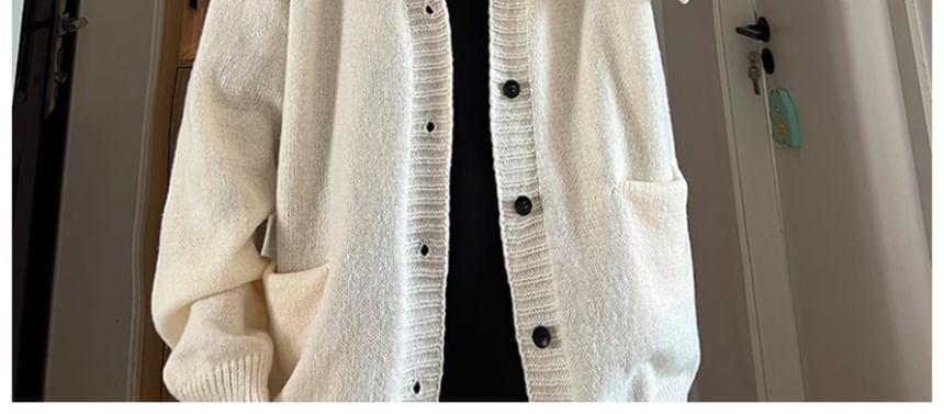 V-Neck Plain Cardigan Product Image