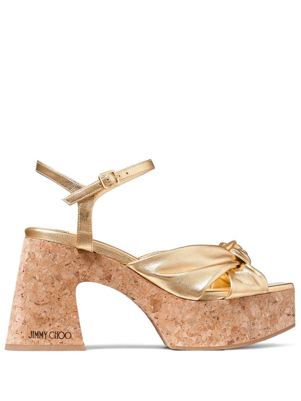 JIMMY CHOO Heloise 95mm Sandals In Gold Product Image