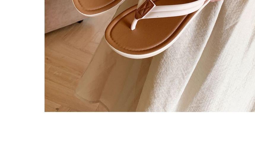 Faux Leather Lettering Flip Flops Product Image