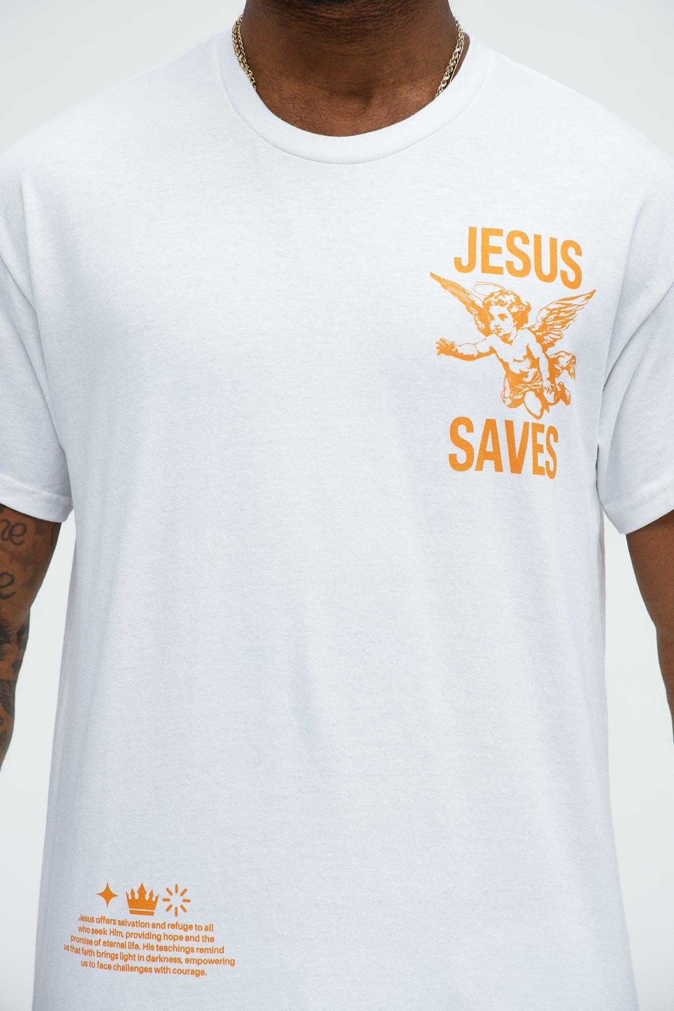 Jesus Saves Short Sleeve Tee - White Product Image
