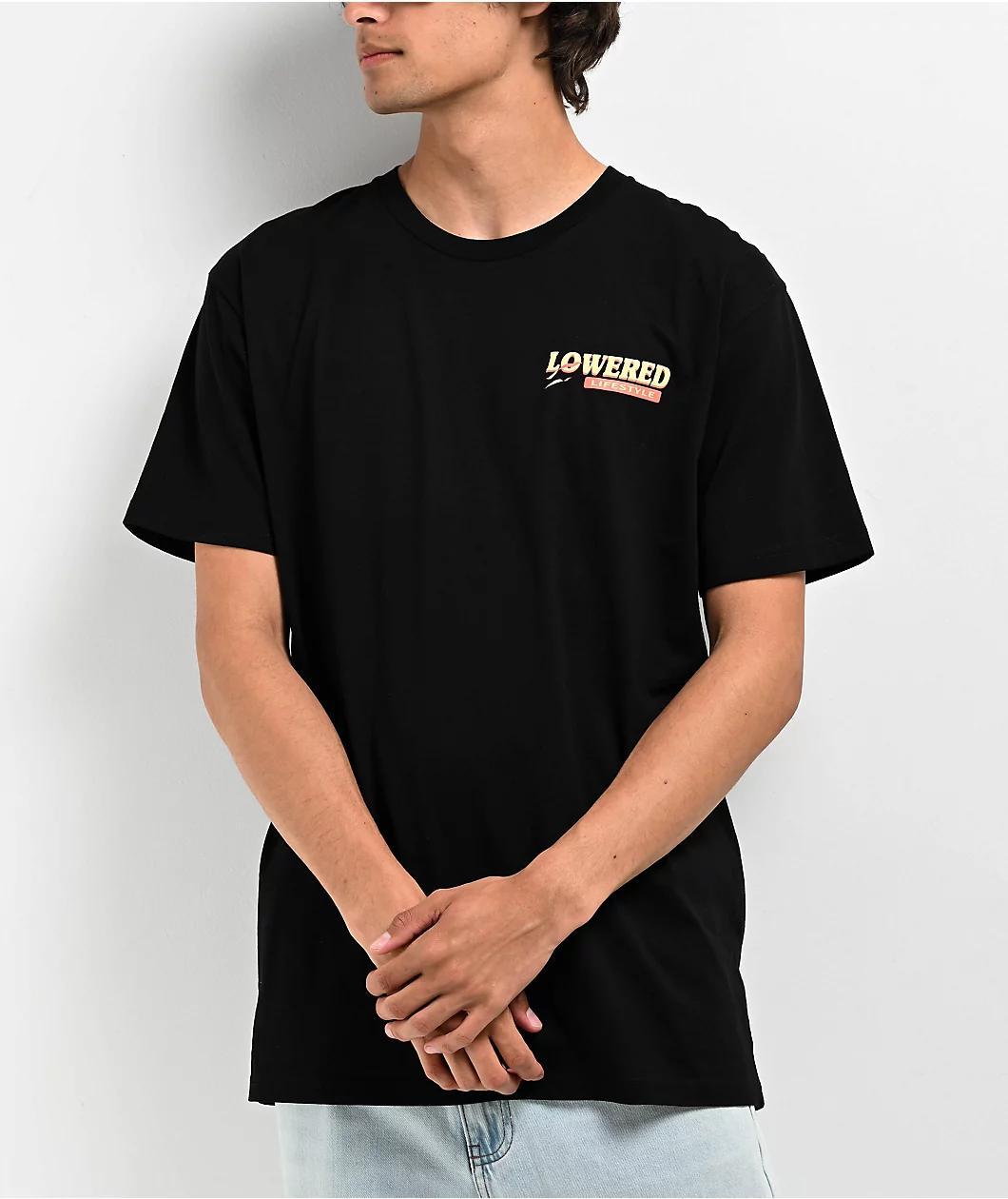 Lowered Lifestyle Retro Fitment Black T-Shirt Product Image