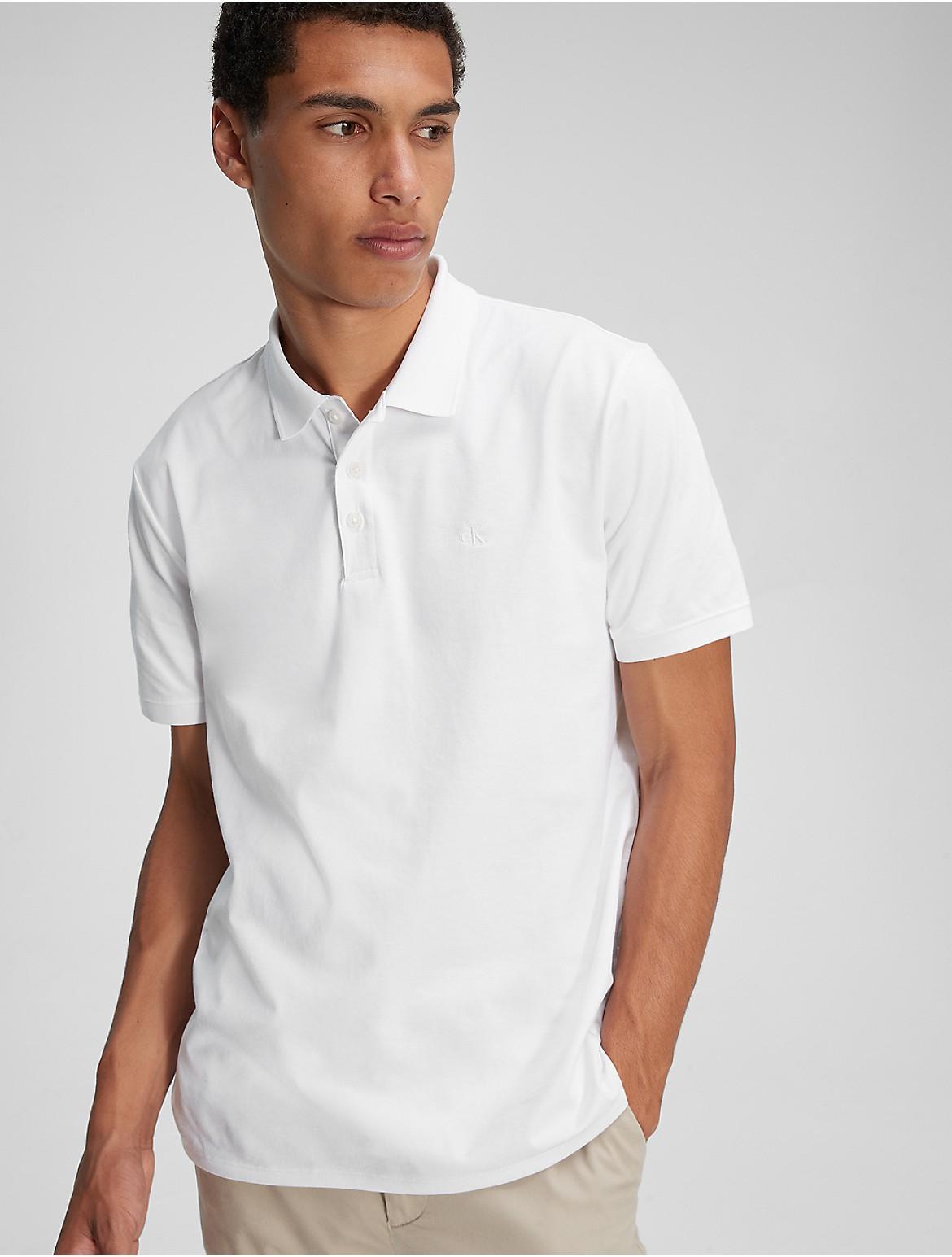 Calvin Klein Mens Smooth Cotton Blend Polo Shirt - Grey Product Image