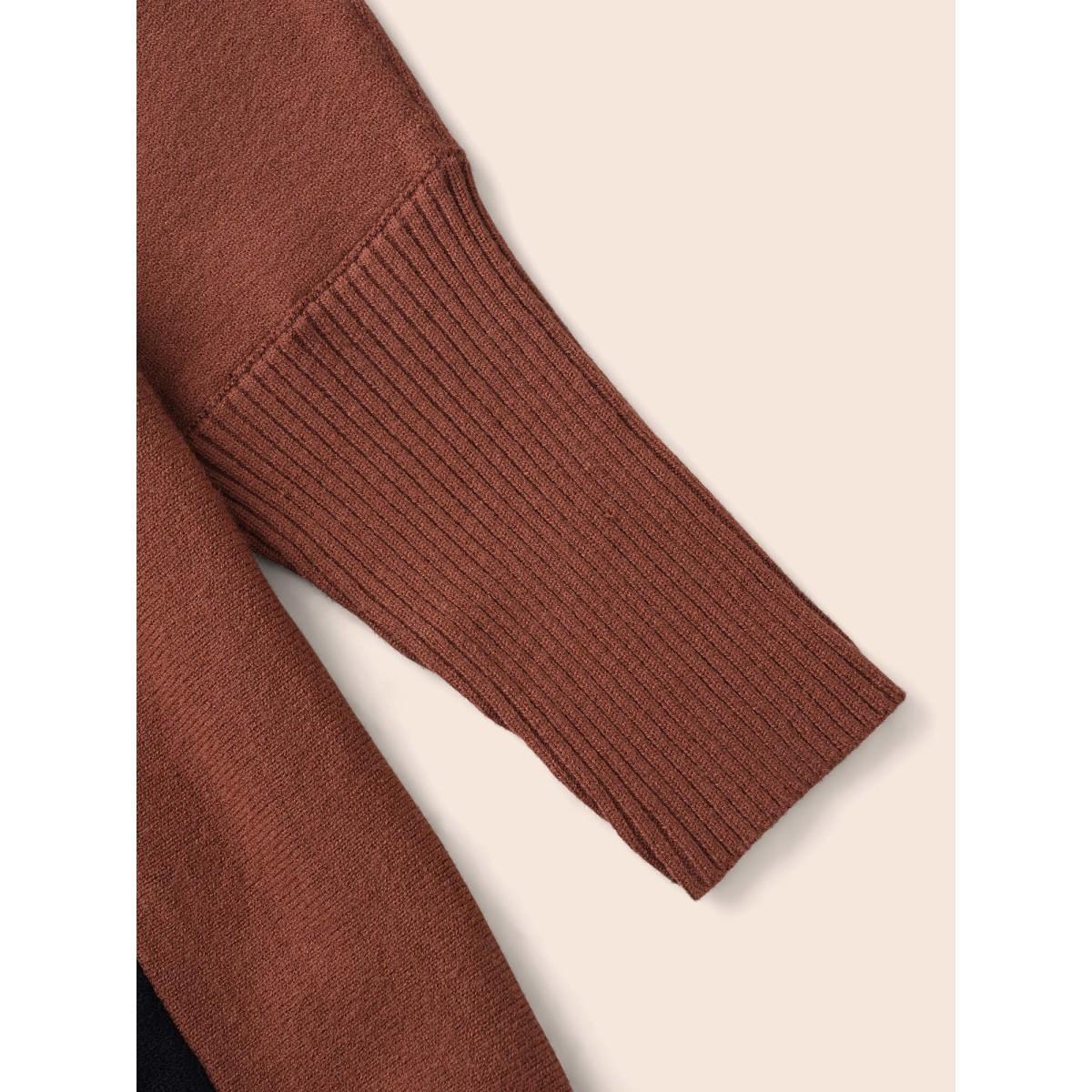 Plus Size Cat Printed Pockets Arc Hem Cardigan Browncoffeecolor Women Playful Loose Long Sleeve Casual Cardigans BloomChic 30/6X Product Image