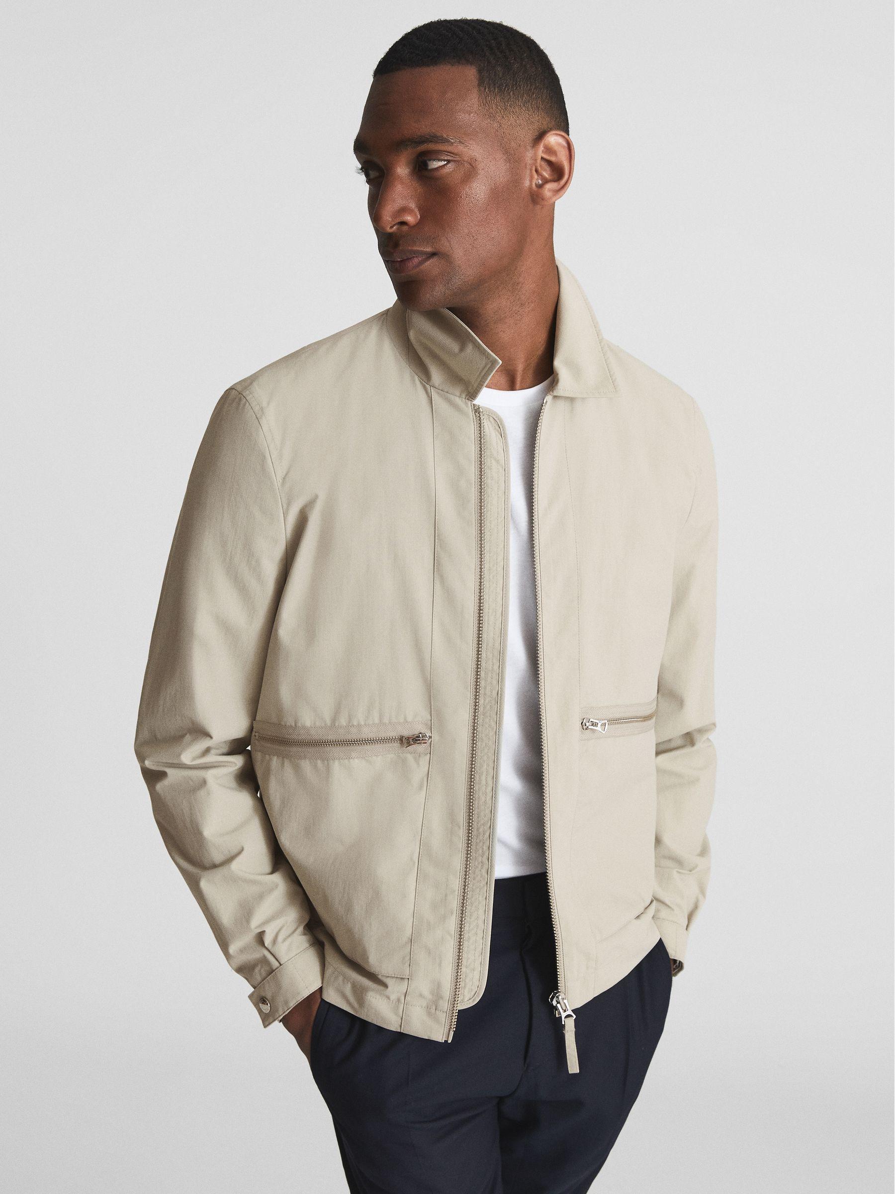 Textured Harrington Jacket in Sage Product Image