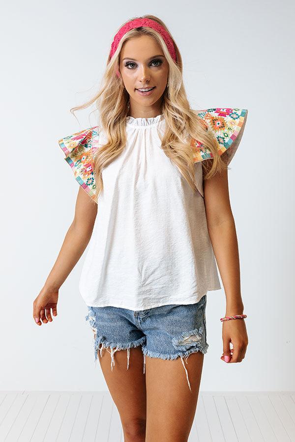 Near To Paradise Embroidered Shift Top In White Product Image