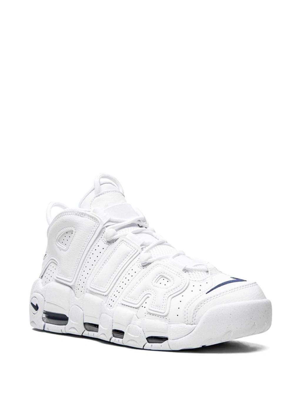 Air More Uptempo 96 Leather And Mesh Trainers In White /midnight Navy White Midnight Navy Product Image