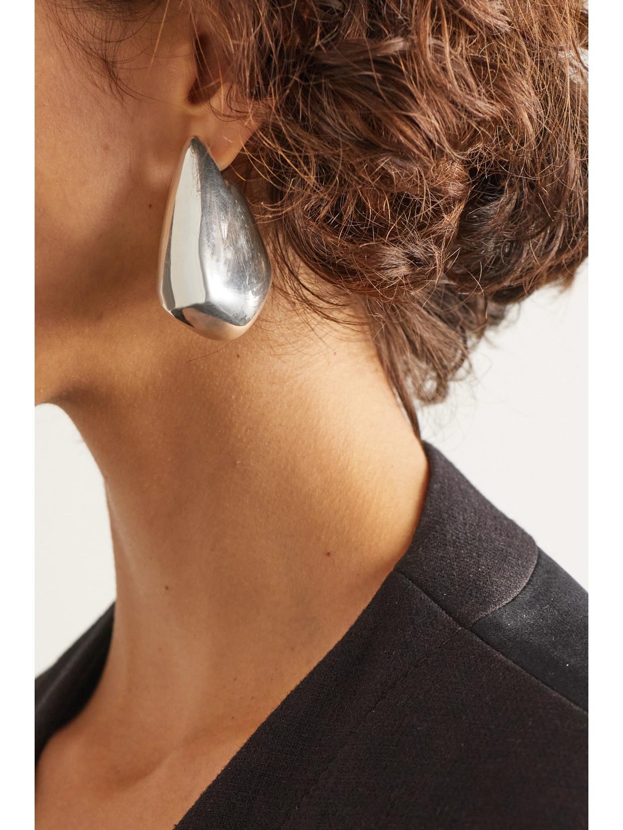 BOTTEGA VENETA Small Vahuo Fin Earrings In Silver Product Image