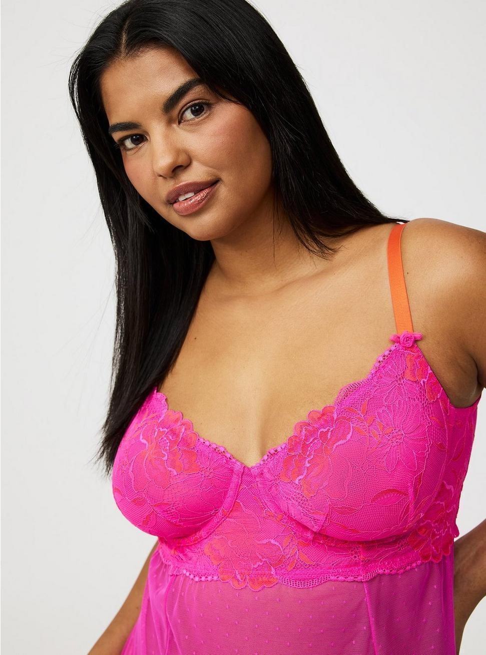 Lace Underwire Point D'Esprit Babydoll Product Image