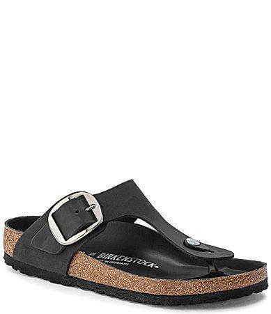 Birkenstock Womens Gizeh Big Buckle Detail Oiled Leather Thong Sandals Product Image