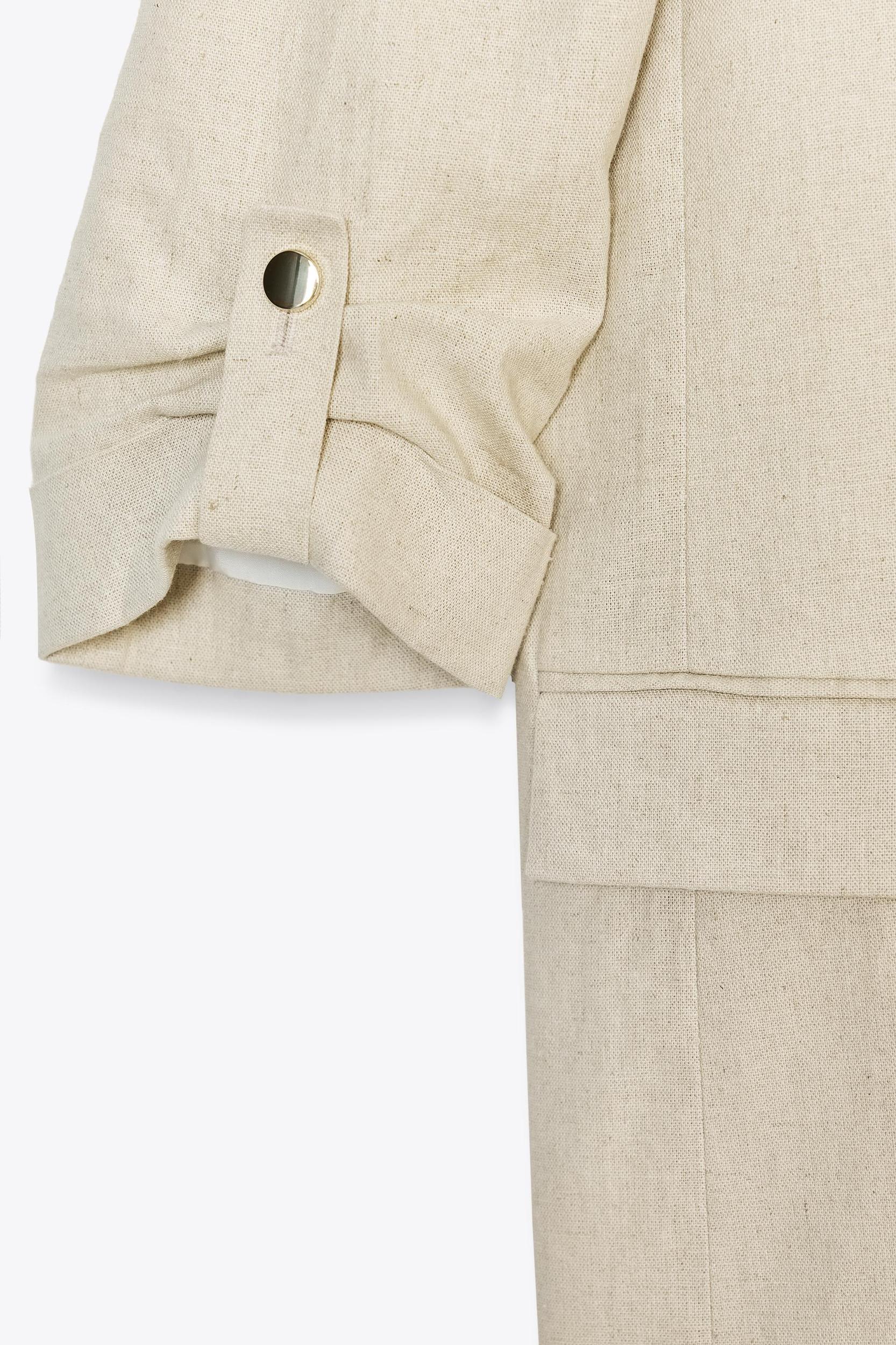 LINEN BLEND BLAZER WITH ROLLED-UP SLEEVES Product Image