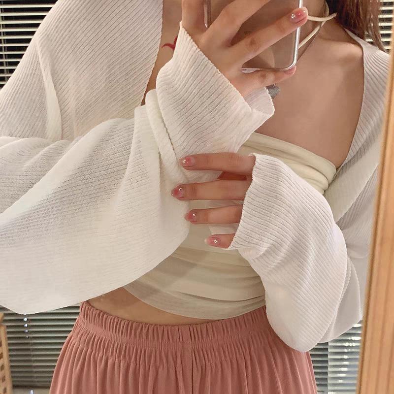 Open Front Plain Crop Cardigan Product Image