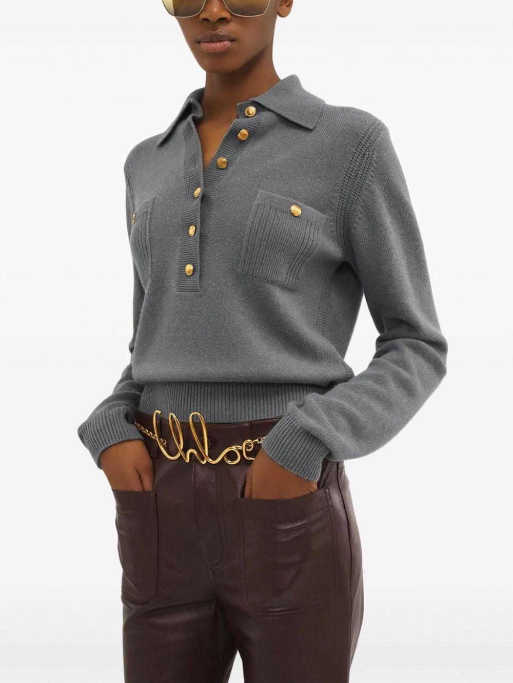 Pullover Polo In Lana E Cashmere In Grey Product Image