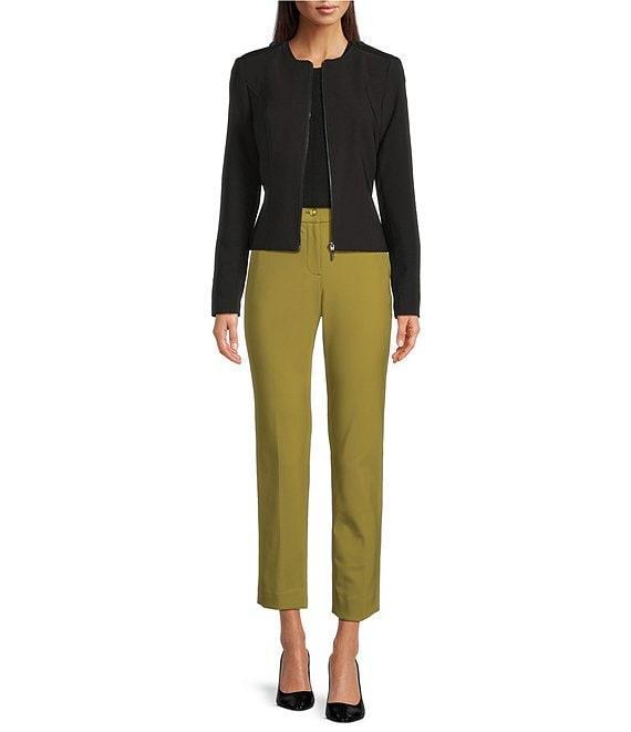 DKNY by Donna Karan Tech Tailoring Ruffle Back Zip Front Jacket Product Image