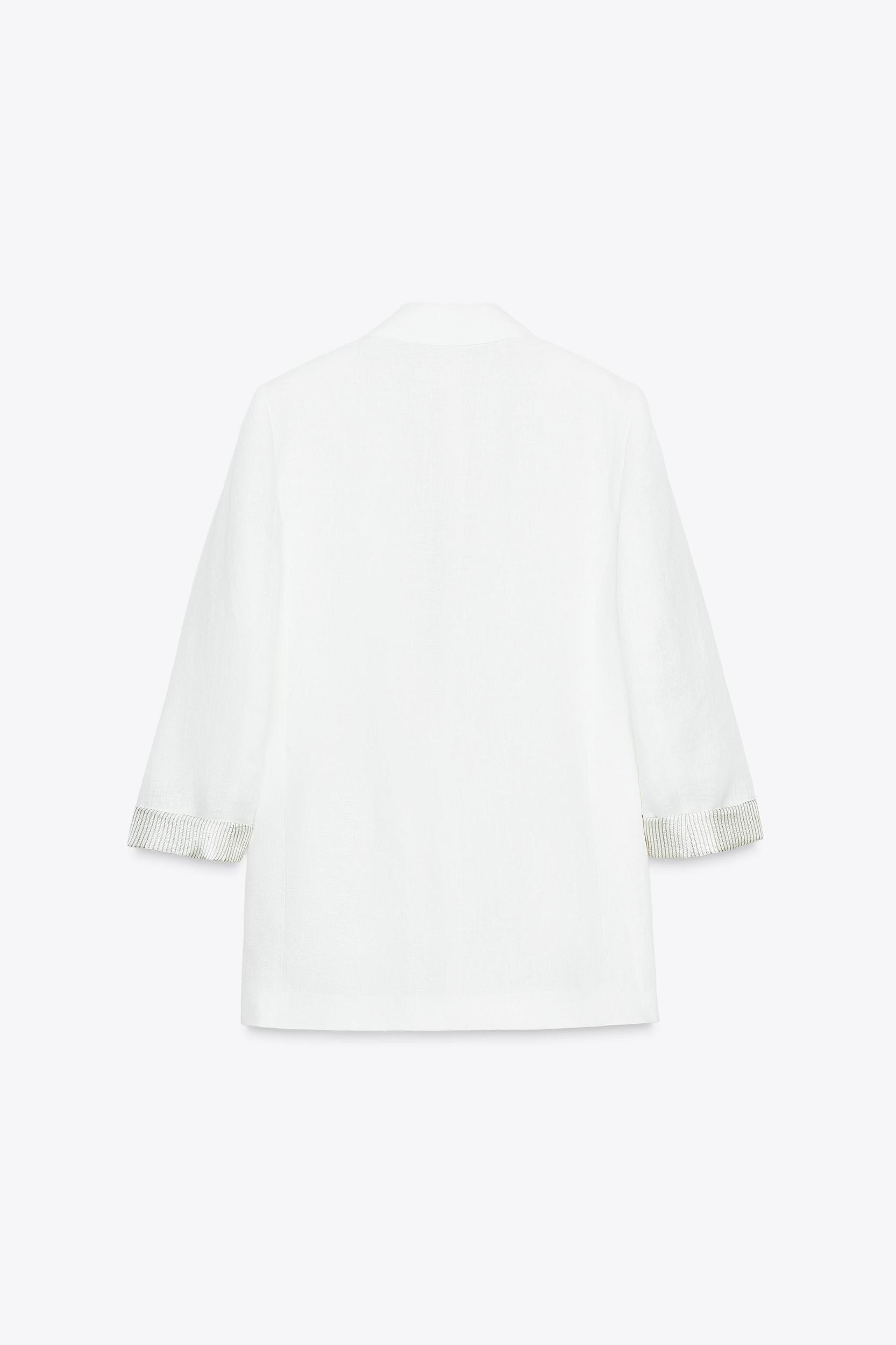 100% LINEN BLAZER WITH PRINTED CUFFS Product Image