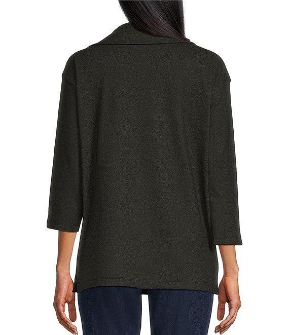 Ruby Rd. Luxe Rib Knit Split Cowl Neck 3/4 Sleeve Pullover Sweater Product Image