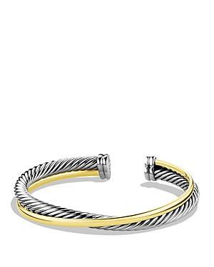 Womens Crossover Two Row Cuff Bracelet in Sterling Silver Product Image