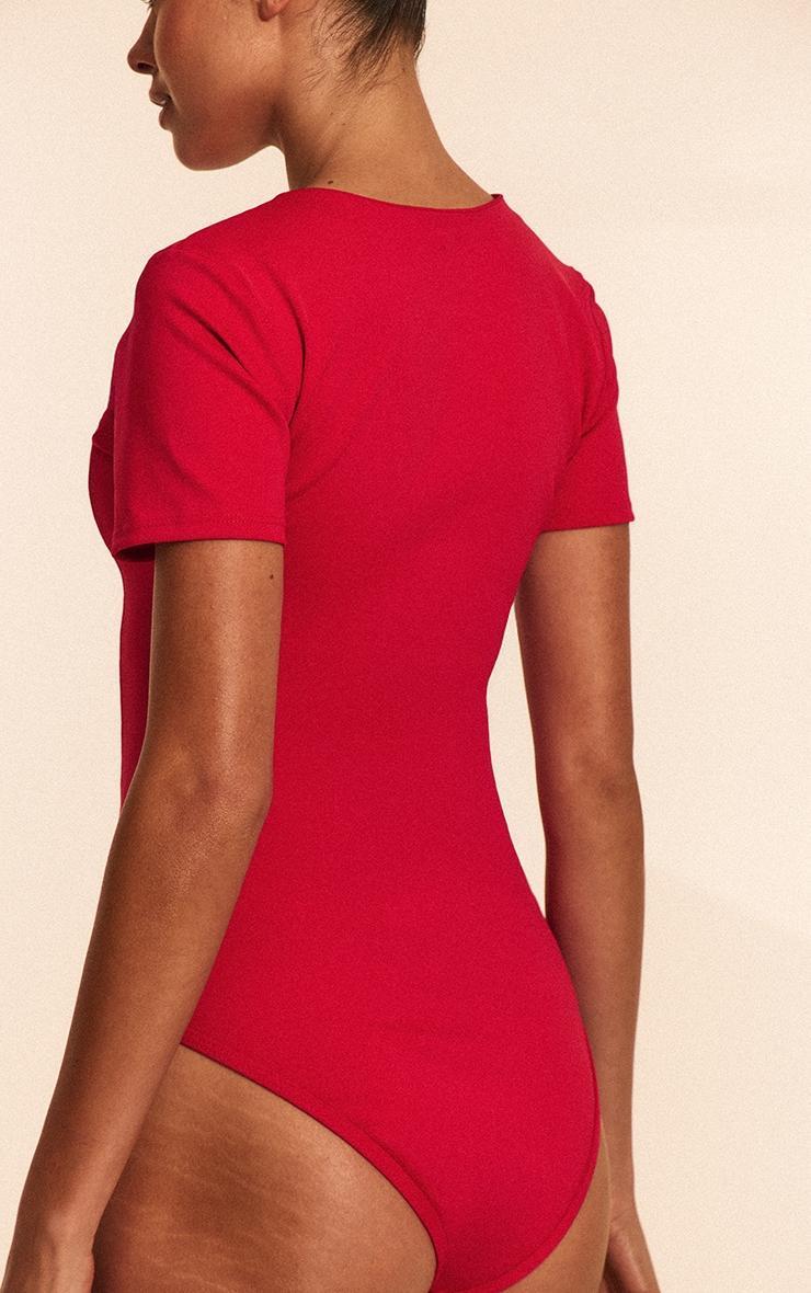 Red Scuba Zip Up Swimsuit Product Image