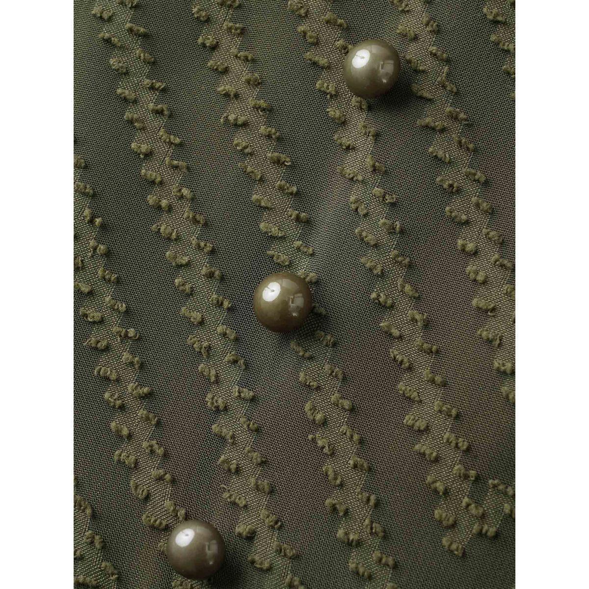 Plus Size Textured Woven-Like Cinched-Waist Midi Dress ArmyGreen Women Timeless V-neck Short sleeve Curvy BloomChic 22-24/3X Product Image