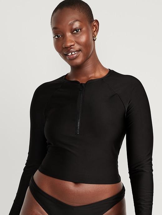 Cropped Half Zip Rashguard Swim Top Product Image