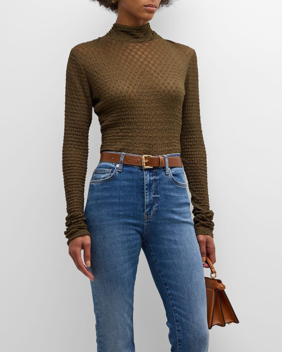 Stretch Mesh Lace Turtleneck Product Image