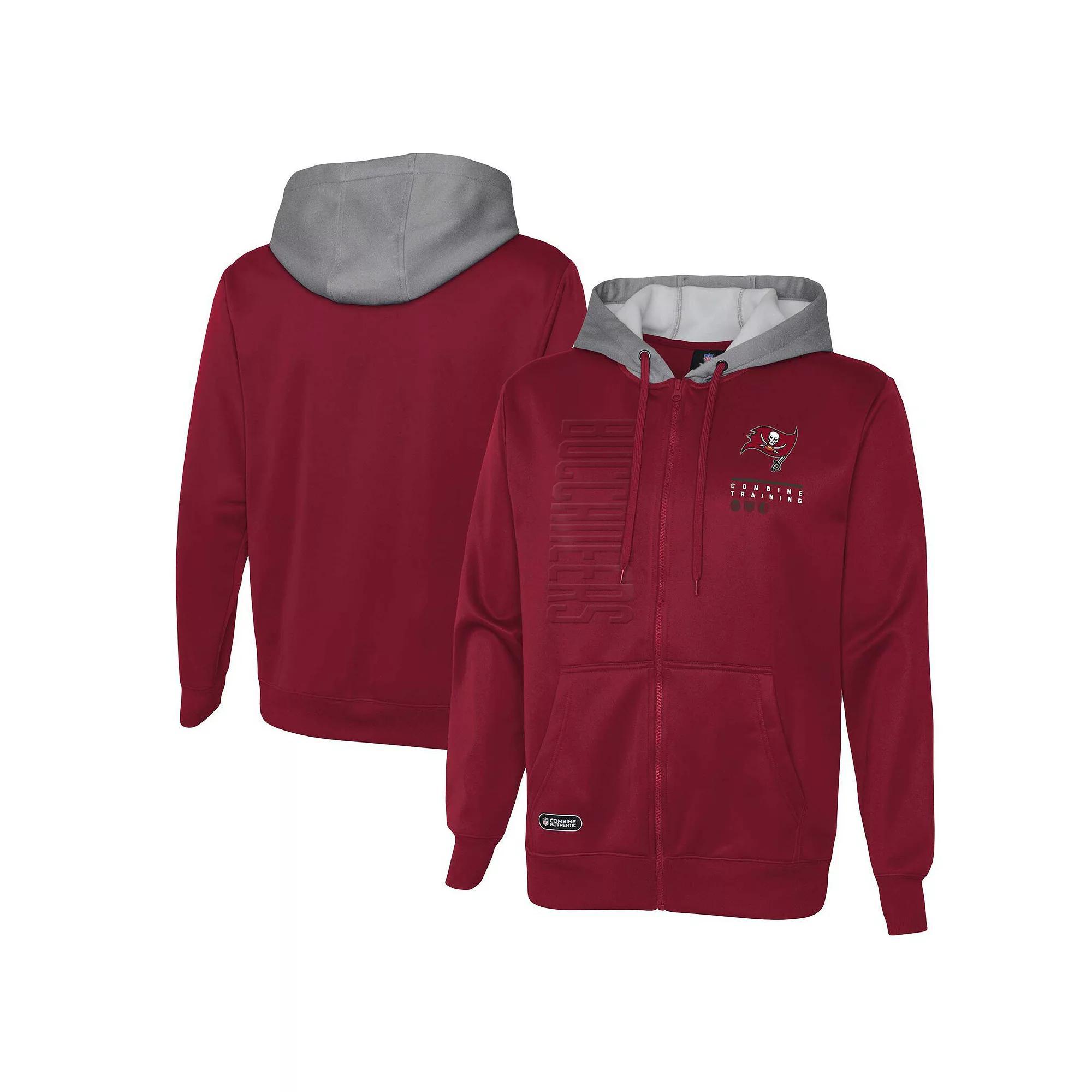 Men's Red Tampa Bay Buccaneers Combine Authentic Field Play Full-Zip Hoodie Sweatshirt,  Product Image