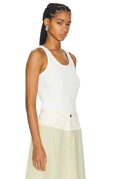 BOTTEGA VENETA Ribbed Cotton-blend Jersey Tank Top In Chalk Product Image