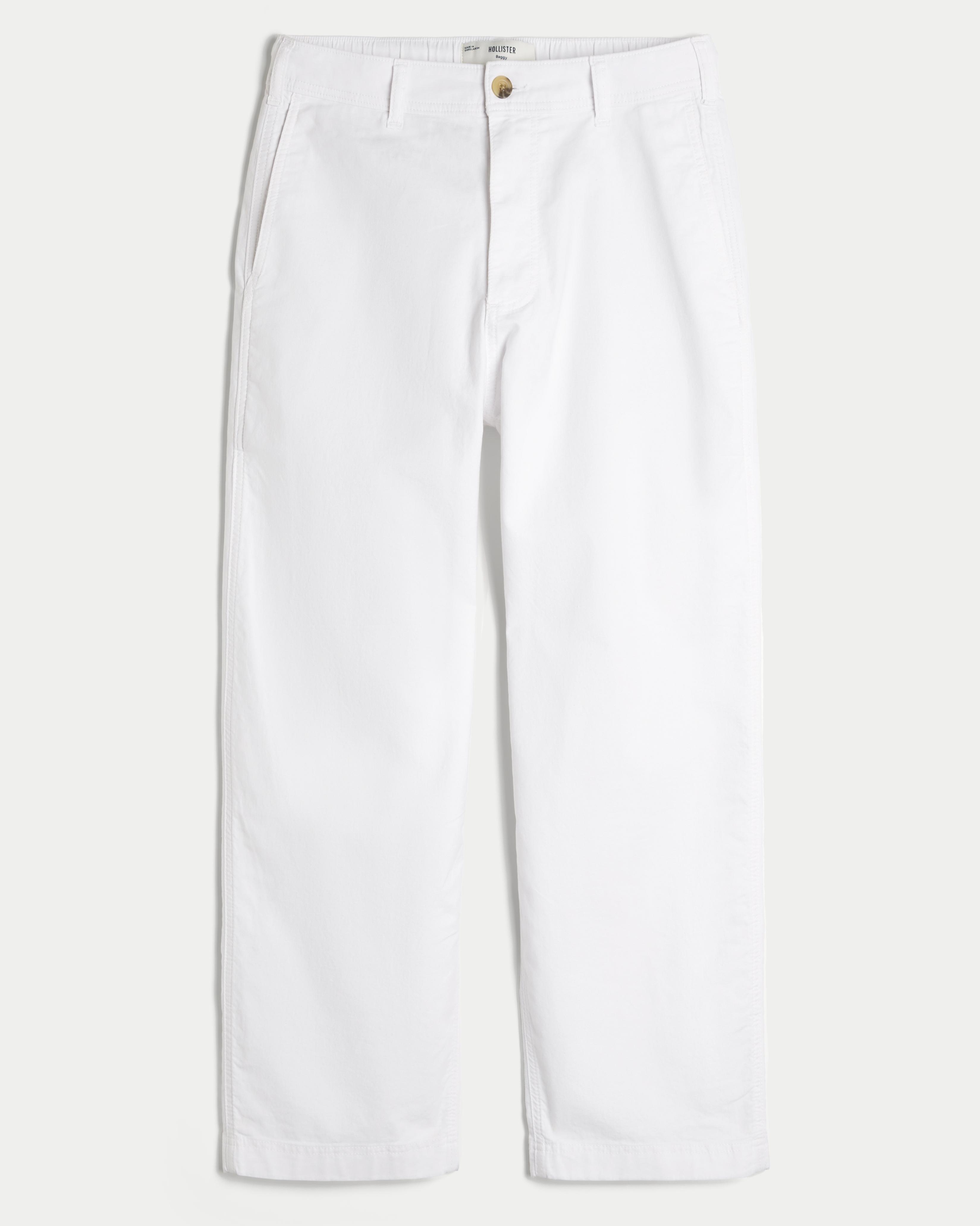 Linen-Blend Flex-Waist Baggy Pants Product Image