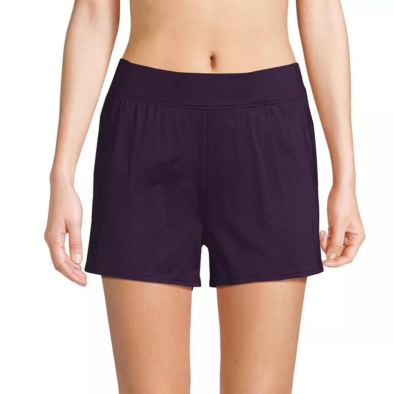 Womens Lands End 3 Chlorine Resistant Smoothing Control Swim Shorts Deep Blue Product Image