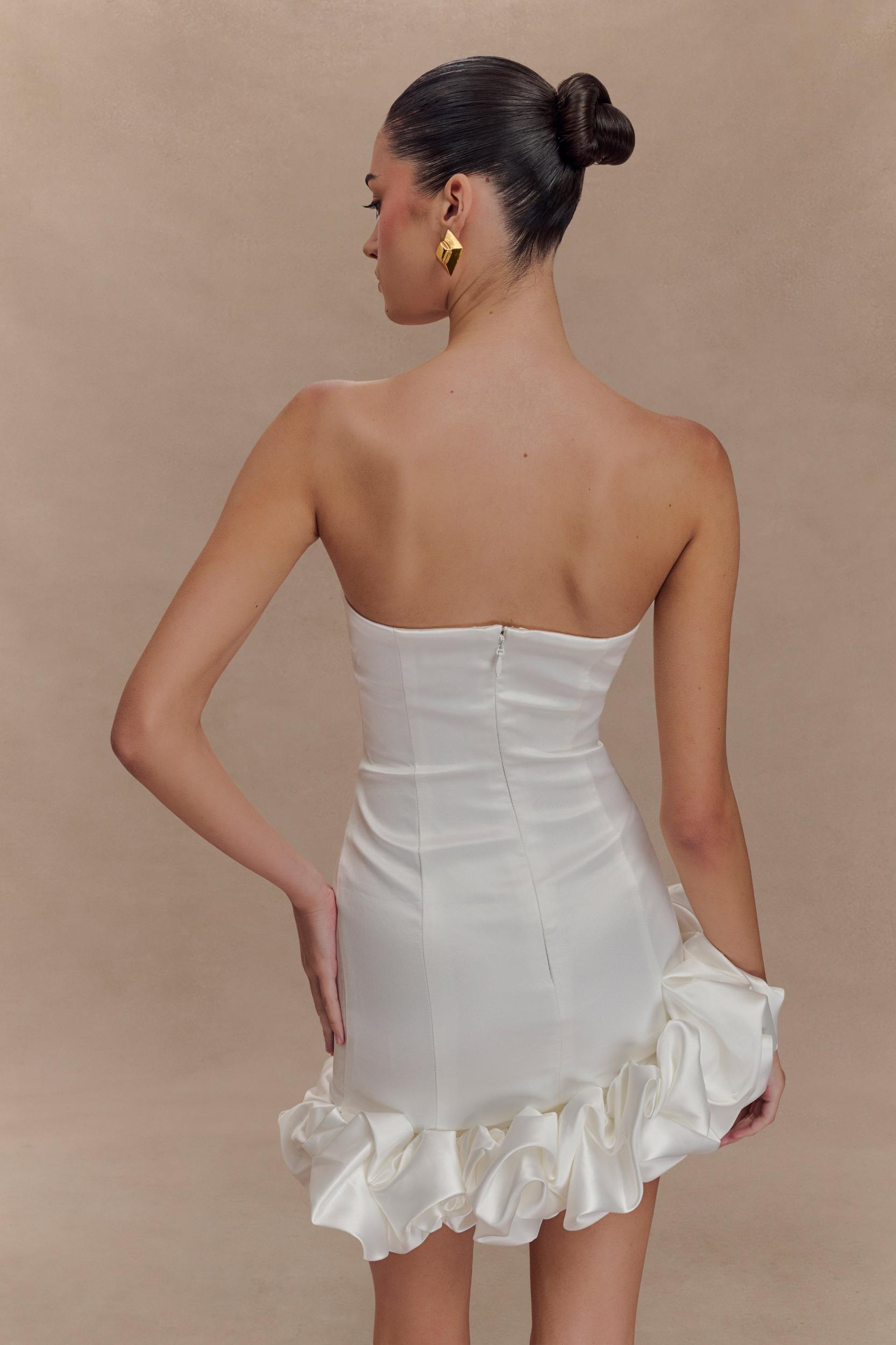 Alba Bubble Mini Dress - White Product Image