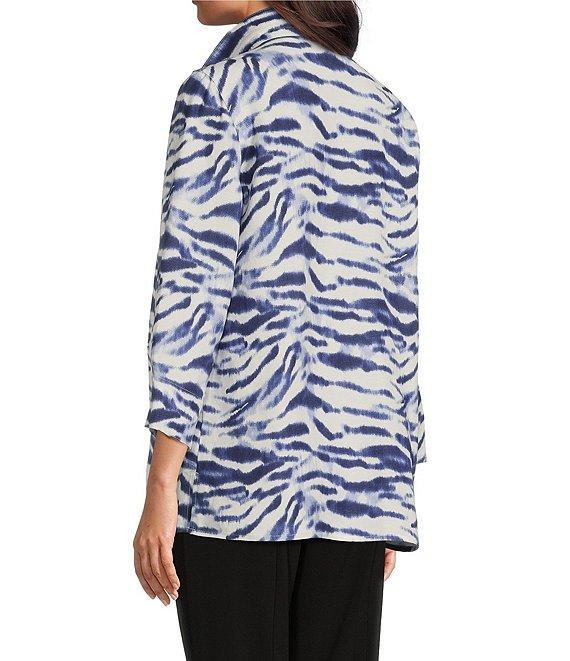 Ali Miles Zebra Print Wire Collar 3/4 Sleeve Button Front Tunic Product Image