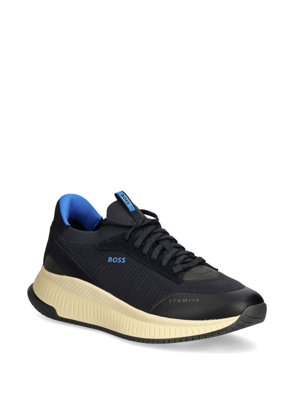 HUGO BOSS Ttnm Evo Mens Trainers With Knitted Uppers In Open Blue 464 Product Image