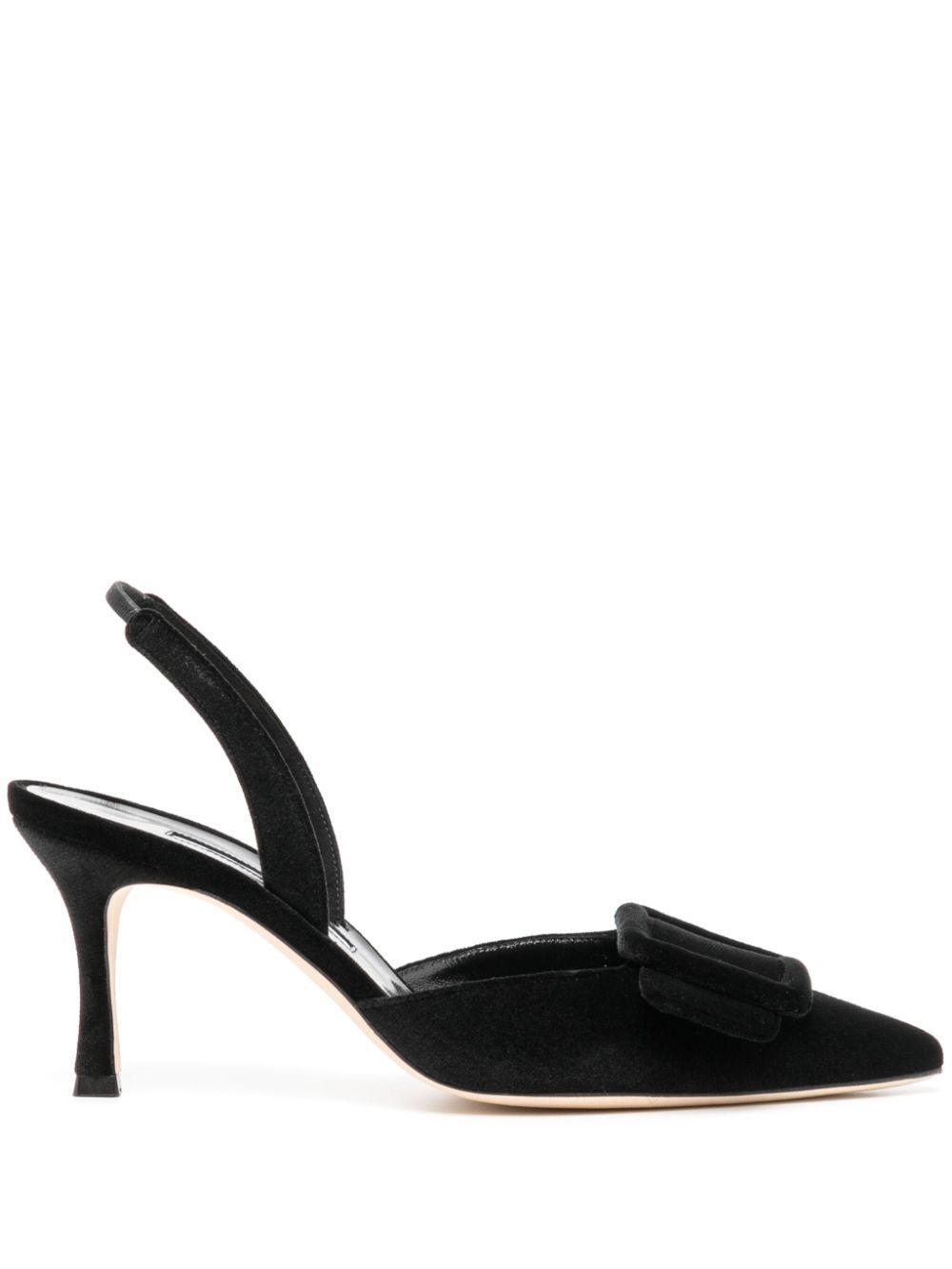 MANOLO BLAHNIK 70mm Maysli Suede Slingback Pumps In Black Product Image