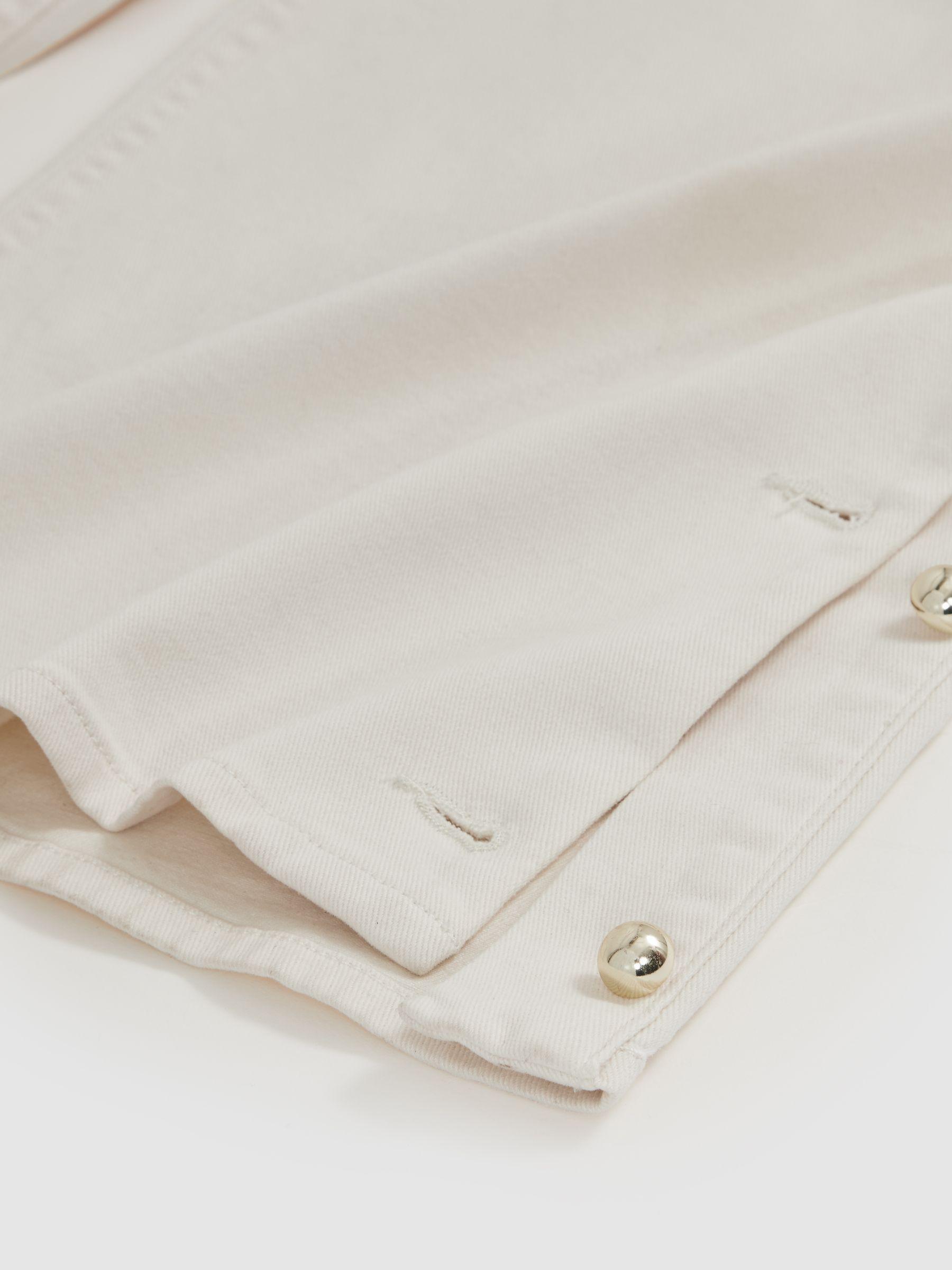 Side Button Wide Leg Jeans in Cream Product Image