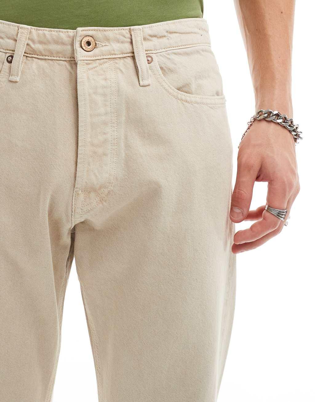 Jack & Jones chris straight jeans in beige wash Product Image