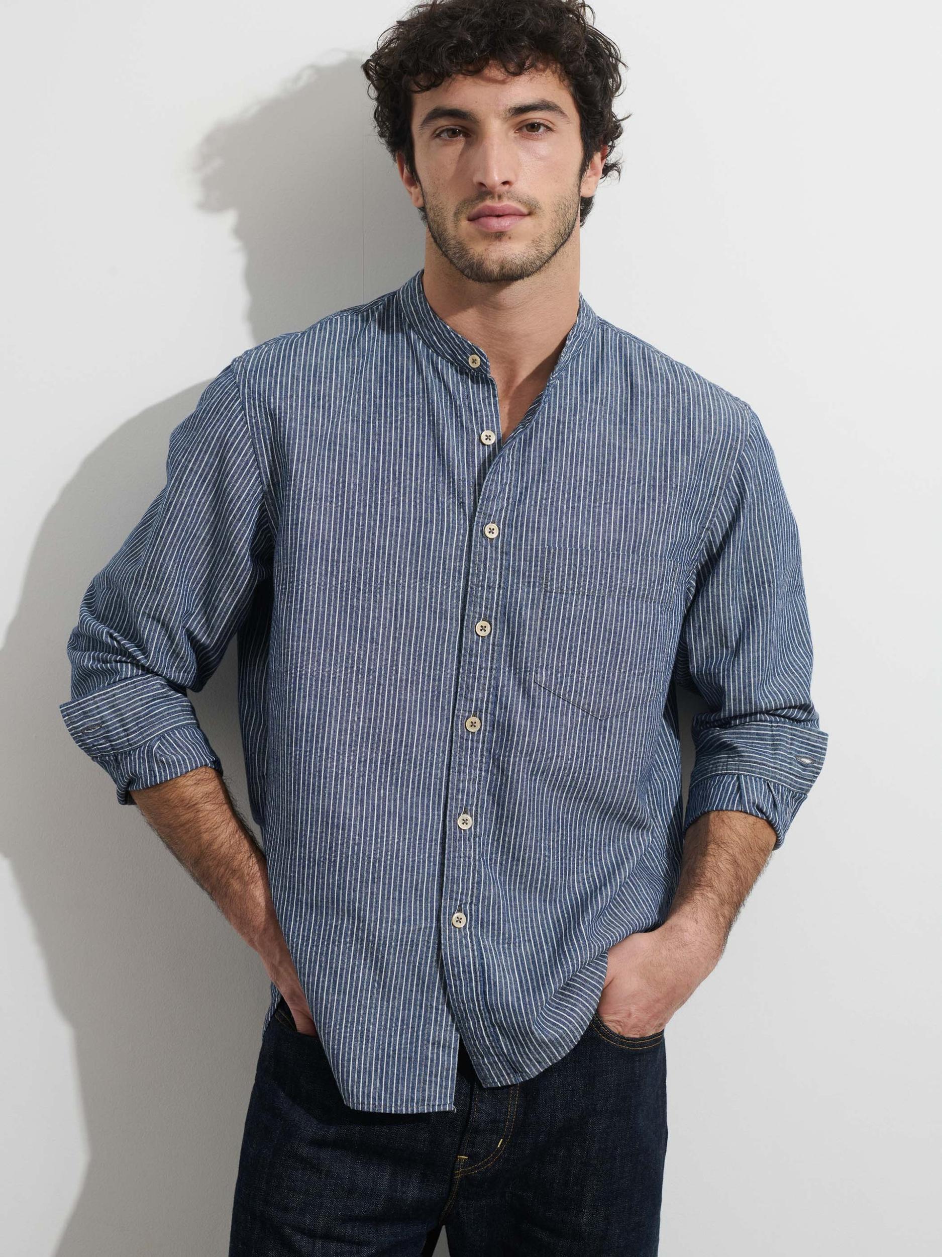 OMNIGOD x Alex Mill Band Collar Shirt in Stripe Product Image