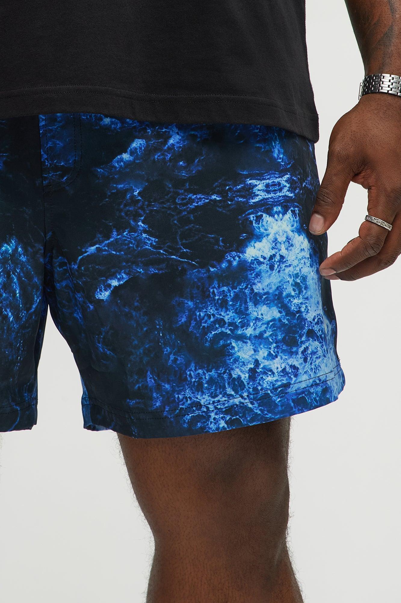 Midnight Tide Printed Swim Classic Trunk - Black/Blue Product Image