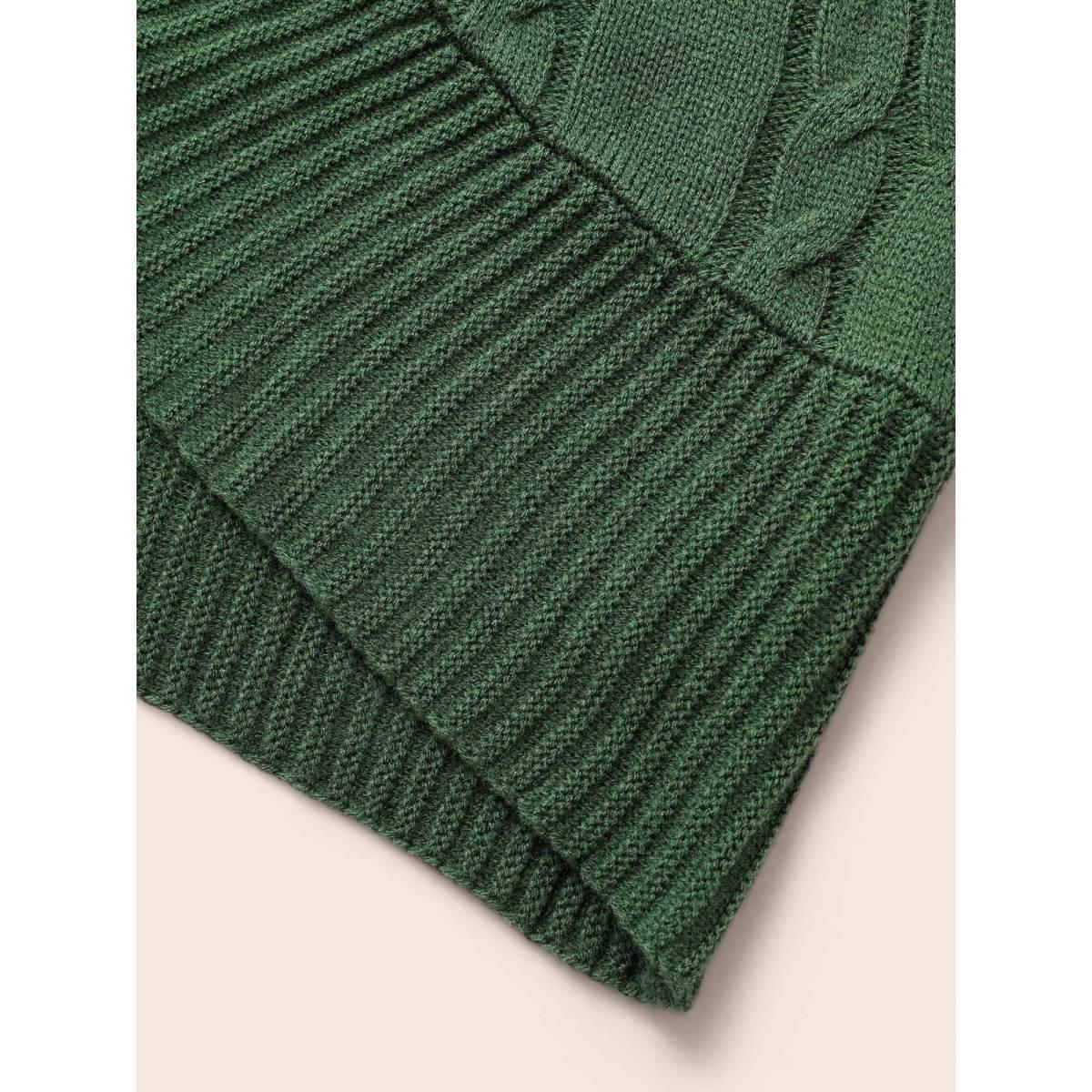 Plus Size Texture Cable Knit Dolman Sleeve Cardigan DarkGreen Women Leisure Loose Long Sleeve Casual Cardigans BloomChic 10/M Product Image